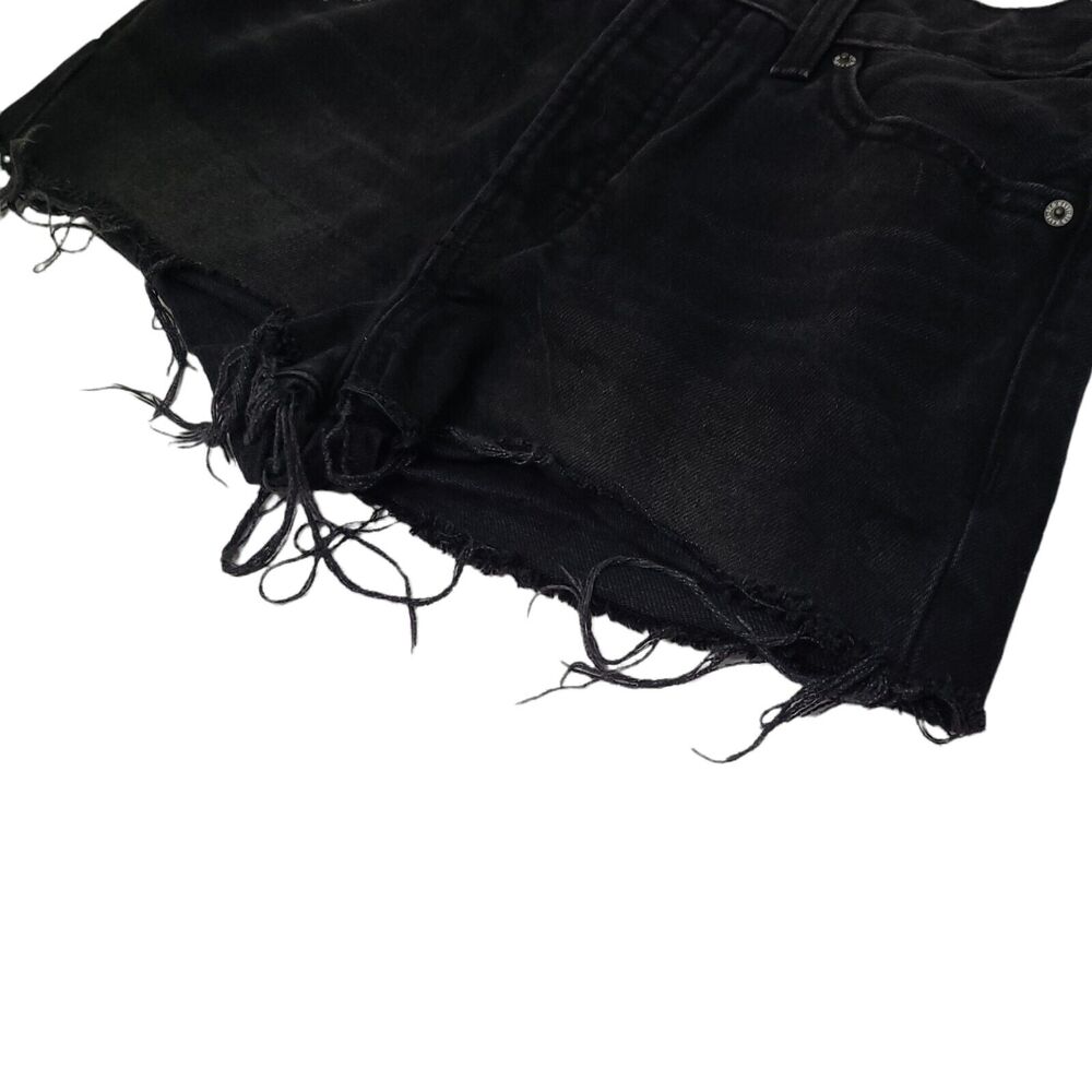 Old Navy Size 0 Black O.G Short High-Rise Button Fly Denim Jean Booty Shorts Y2K - Picture 2 of 9